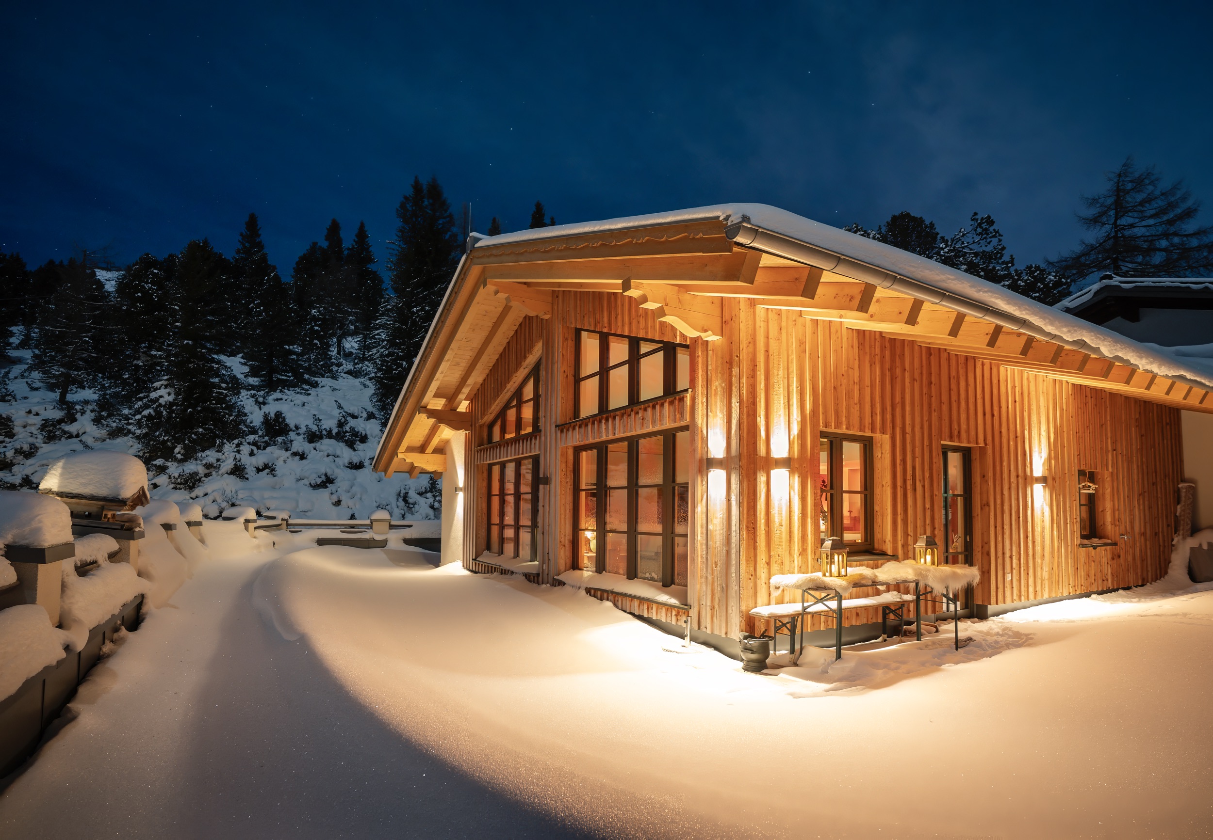 clary chalet obertauern bei nacht gemuetlich im schnee